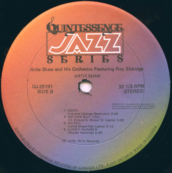 Artie Shaw And His Orchestra - Featuring  Roy Eldridge | Quintessence (QJ-25191) - 4