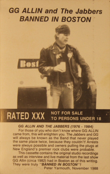 GG Allin & The Jabbers – Banned In Boston (1990, Cassette 