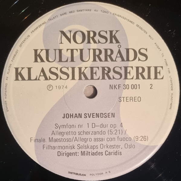 lataa albumi Johan Svendsen, Filharmonisk Selskaps Orkester, Miltiades Caridis - Symfoni Nr 1 D Dur Op 4