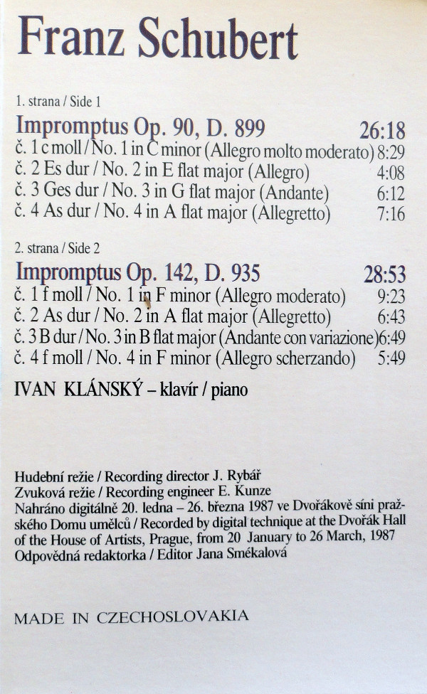 lataa albumi Schubert, Ivan Klánský - Impromptus D 899 935