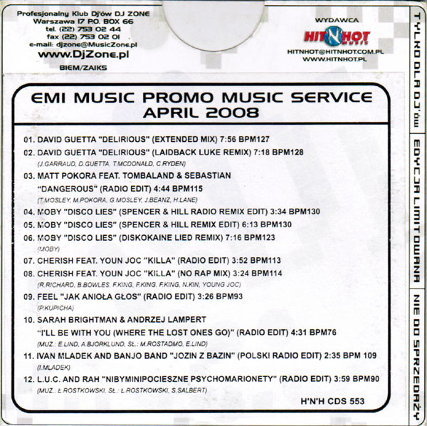 last ned album Various - EMI Music Promo Music Service April 2008
