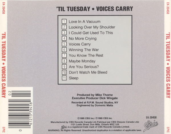 Til Tuesday Voices Carry 1985 Cd Discogs