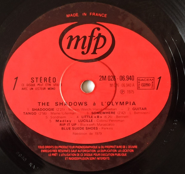 The Shadows - A L'Olympia | Music For Pleasure (2M 026 06940) - 3