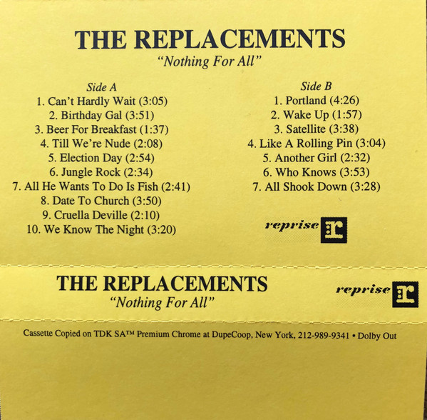 The Replacements Nothing For All 1997 Cassette Discogs