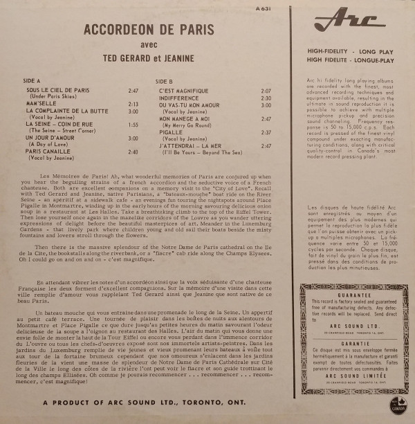 descargar álbum Ted Gerard And Jeanine - Accordéon De Paris