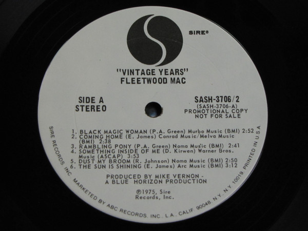 Fleetwood Mac – Vintage Years (1975, Vinyl) - Discogs