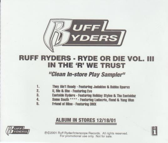 last ned album Ruff Ryders - Ryde Or Die Vol III In The R We Trust Clean In Store Play Sampler