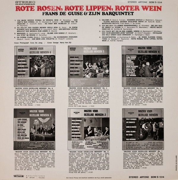 lataa albumi Frans de Guise & zijn barquintet - Rote Rosen Rote Lippen Roter Wein