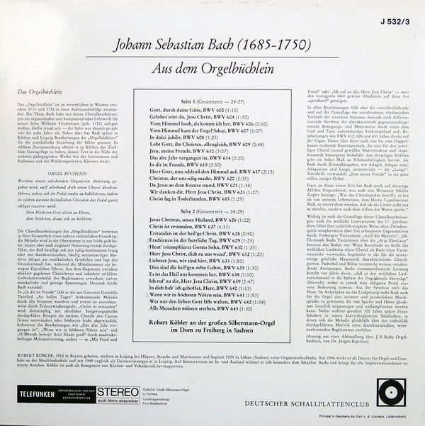 ladda ner album Johann Sebastian Bach, Robert Köbler - Aus Dem Orgelbüchlein