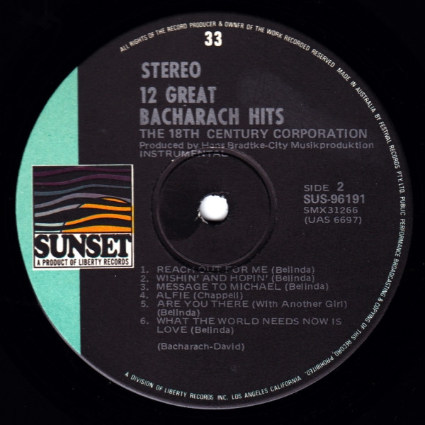 télécharger l'album The 18th Century Corporation - 12 Great Bacharach Hits
