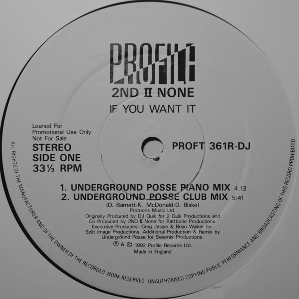 2nd II None - If You Want It (Remixes) | Releases | Discogs