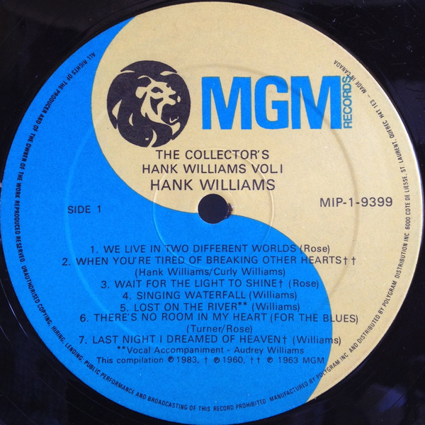 Hank Williams - The Collector's Hank Williams Volume One | MGM Records (MIP-1-9399) - main