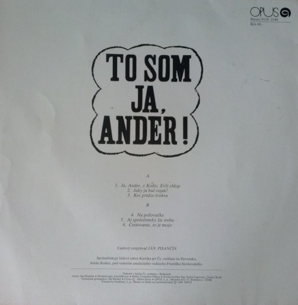 descargar álbum Ander Z Košíc - To Som Ja Ander