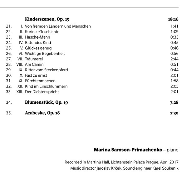 last ned album Schumann, Marina SamsonPrimachenko - Piano Works II