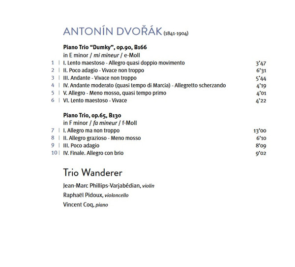 descargar álbum Dvorak, Trio Wanderer - Piano Trios Op 65 90