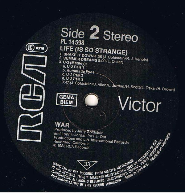 War - Life (Is So Strange) | RCA Victor (PL 14598) - 4