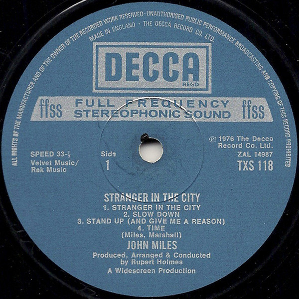 John Miles - Stranger In The City | Decca (TXS 118) - 5