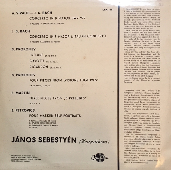 lataa albumi János Sebestyén - Harpsichord Recital
