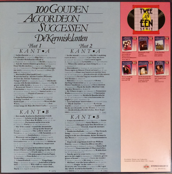 lataa albumi De Kermisklanten - 100 Gouden Accordeon Successen