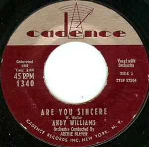 Andy Williams - Are You Sincere album cover