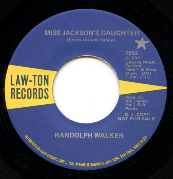 Randolph Walker – Miss Jackson's Daughter (1971, Sonic Pressing 
