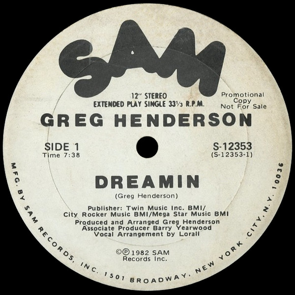 激レア7inch Greg Henderson - Dreamin - 洋楽