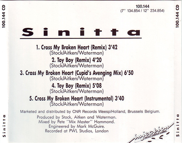 lataa albumi Sinitta - Cross My Broken Heart Cupids Avenging Mix