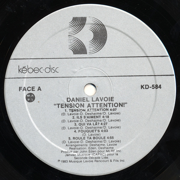 Daniel Lavoie - Tension Attention [Vinyl] | Kébec-Disc (KD-584) - 3