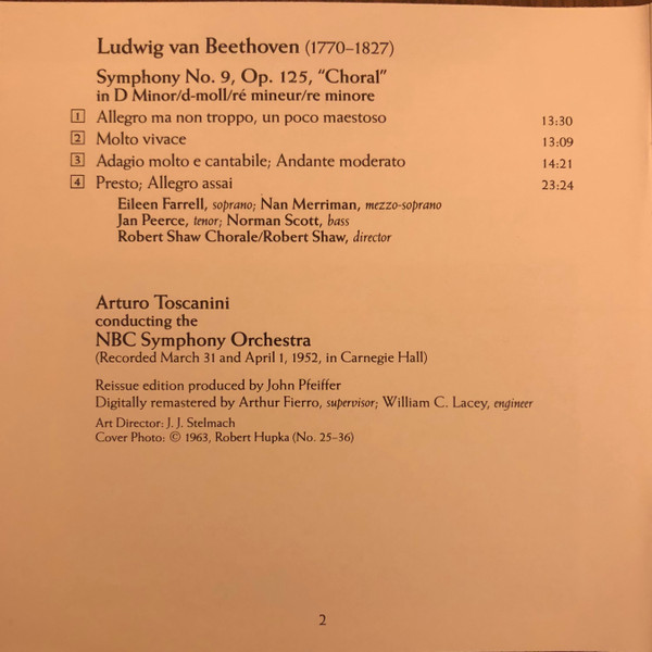 Album herunterladen Arturo Toscanini, Ludwig van Beethoven - Beethoven Symphony No 9