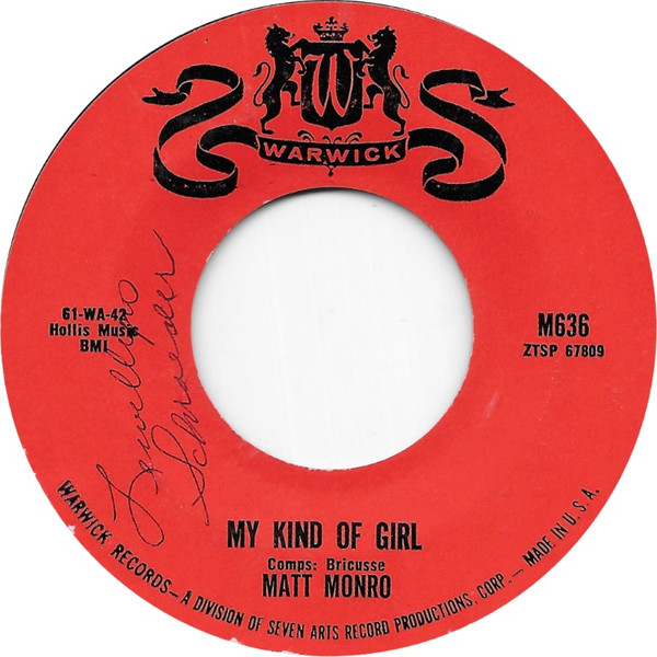 Matt Monro – My Kind Of Girl This Time 1961 Vinyl Discogs