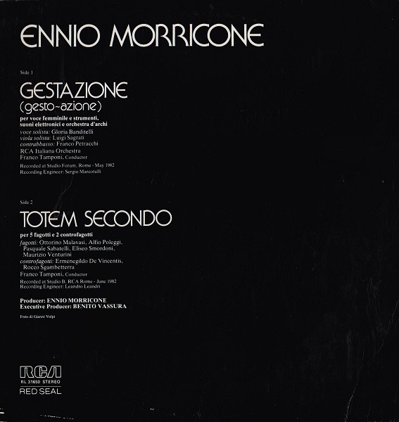 baixar álbum Ennio Morricone - Gestazione Totem Secondo
