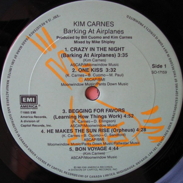 Kim Carnes - Barking At Airplanes | EMI America (SO-17159) - 3