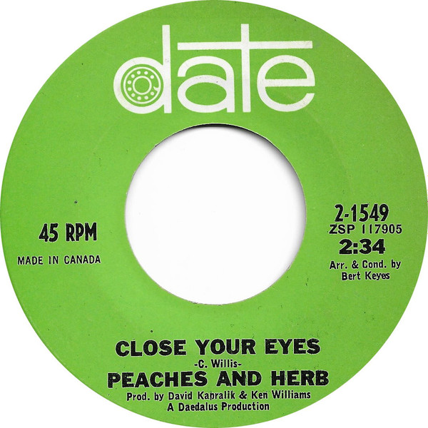 PEACHES & HERB Close Your Eyes original 45 with PicSleeve