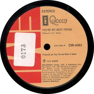 QUEEN YOU'RE MY BEST FRIEND '39 1975 RARE EXYUGO 7“PS