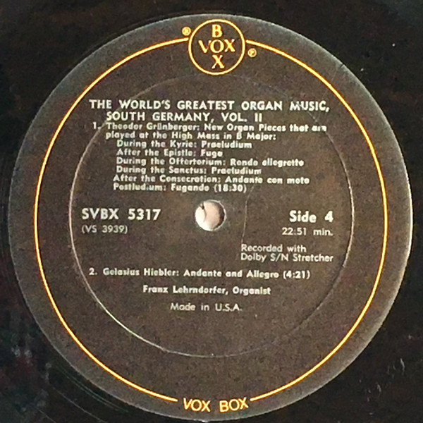 télécharger l'album Franz Lehrndorfer - A Survey Of The Worlds Greatest Organ Music Volume II South Germany