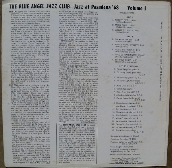 Album herunterladen The Blue Angel Jazz Club - Jazz At Pasadena 68 Volume 1