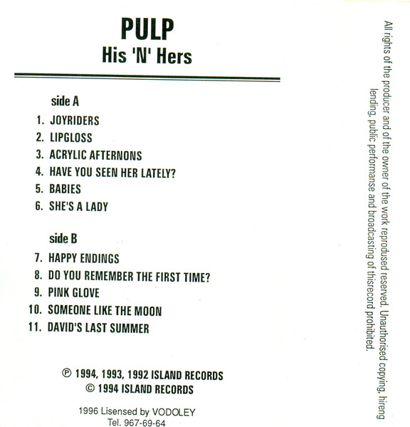 Pulp - His 'N' Hers | Releases | Discogs