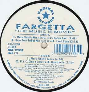 Fargetta – The Music Is Movin' (1992, Vinyl) - Discogs