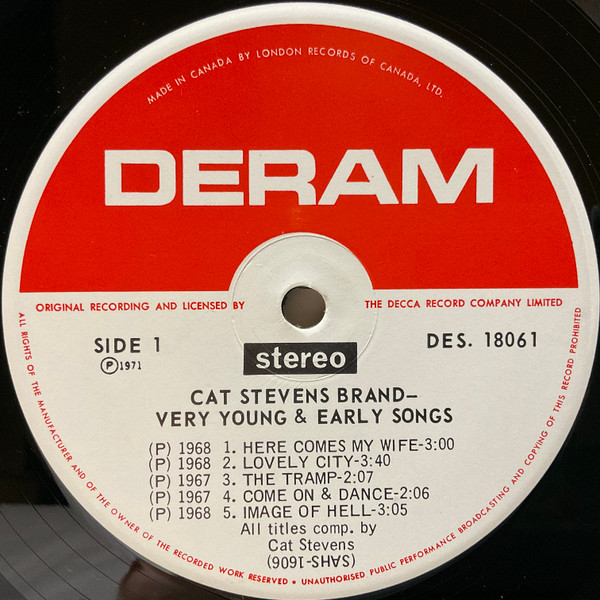 Cat Stevens - Very Young And Early Songs | Deram (DES 18061) - 3