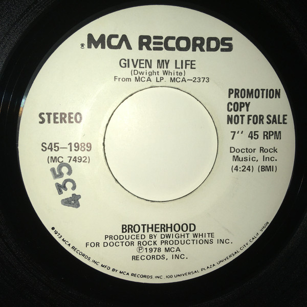 Brotherhood – Change Of Pace / Given My Life (1978, Vinyl) - Discogs