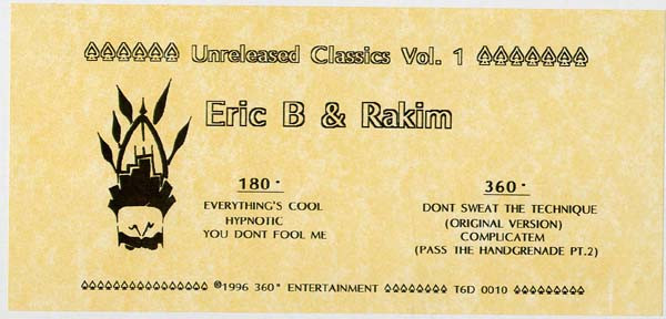 Eric B. & Rakim – Unreleased Classics Vol. 1 (1996, Vinyl) - Discogs