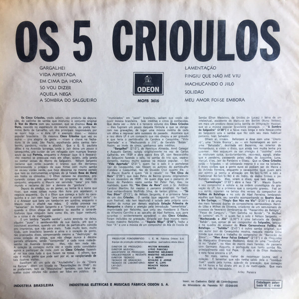 baixar álbum Os Cinco Crioulos - Os Cinco Crioulos