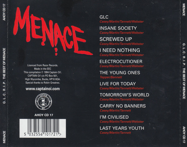 Menace – G.L.C. R.I.P. (CD) - Discogs