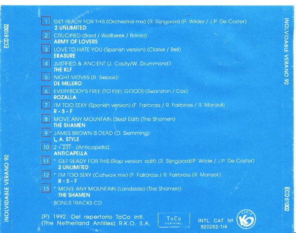 ladda ner album Various - Inolvidable Verano 92
