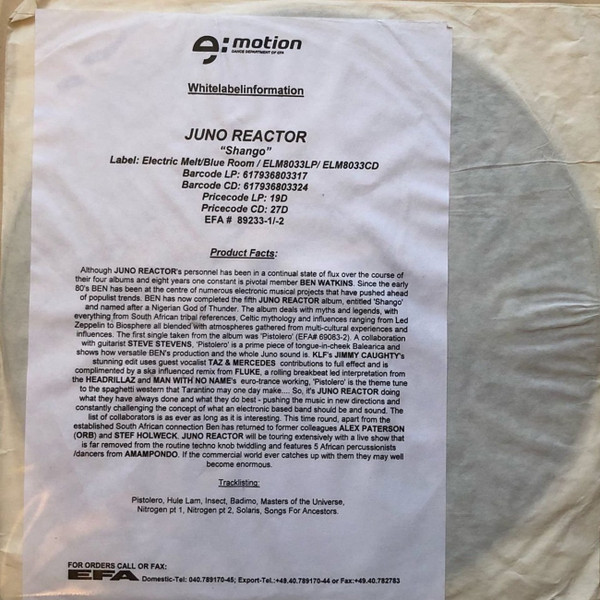 Juno Reactor – Shango (2000, Vinyl) - Discogs