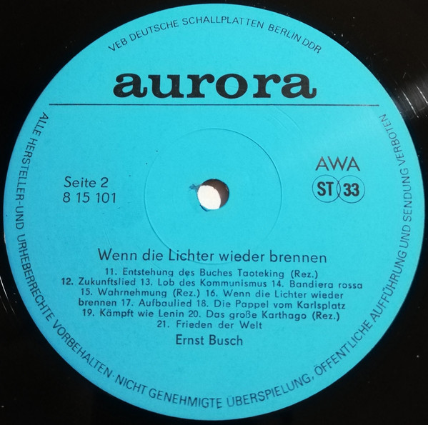 télécharger l'album Ernst Busch - Wenn Die Lichter Wieder Brennen Legenden Und Lieder Mit Ernst Busch
