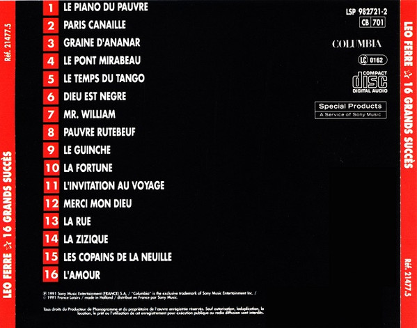 last ned album Léo Ferré - 16 Grands Succès