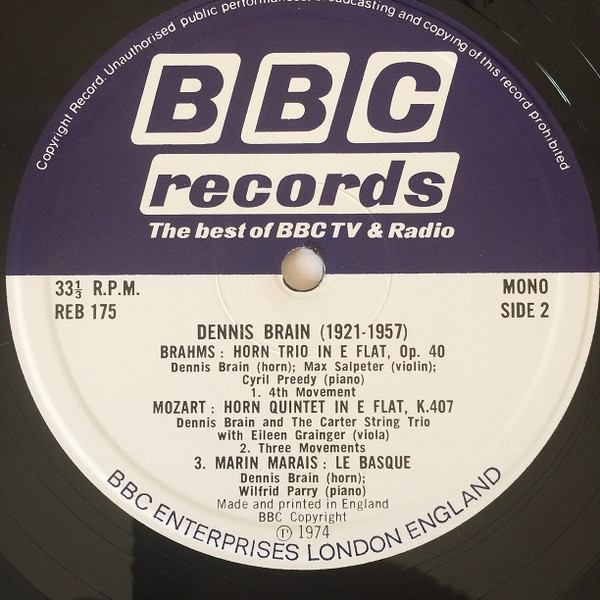 descargar álbum Dennis Brain, Mozart, Brahms, Marin Marais - Unique BBC Sound Archive Recordings From His Last Broadcasts
