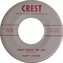 Marty Cooper - "Can't Walk ‘Em Off" b/w "You Bet Your Little Life" album cover