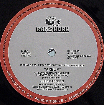 Det Reirruc / Club's Rappers - Axel F / Like Eddie Did | Rams Horn Records (RHR 3438) - 3